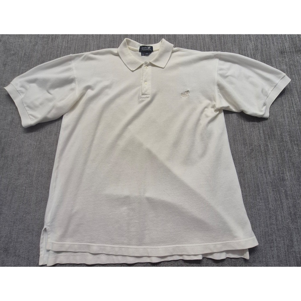 VTG Ducks Unlimited men's white pullover polo LG embroider logo Cotton classic